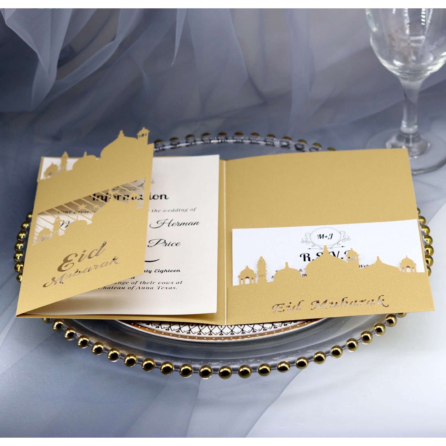  Eid Mubarak Greeting Card With Envelope The Middle East Laser Cut Invitation Card Rectangle